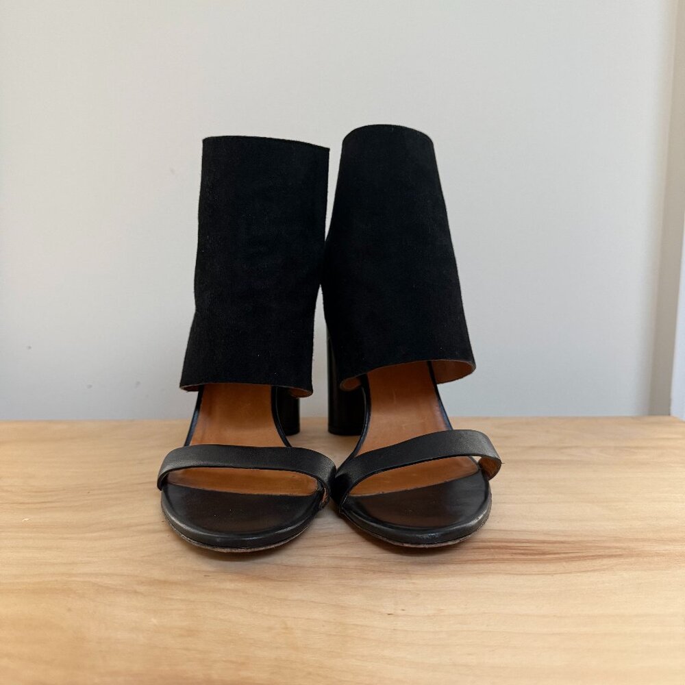 IRO Suthy Black Leather Suede Ankle Cuff Heels | Size 7